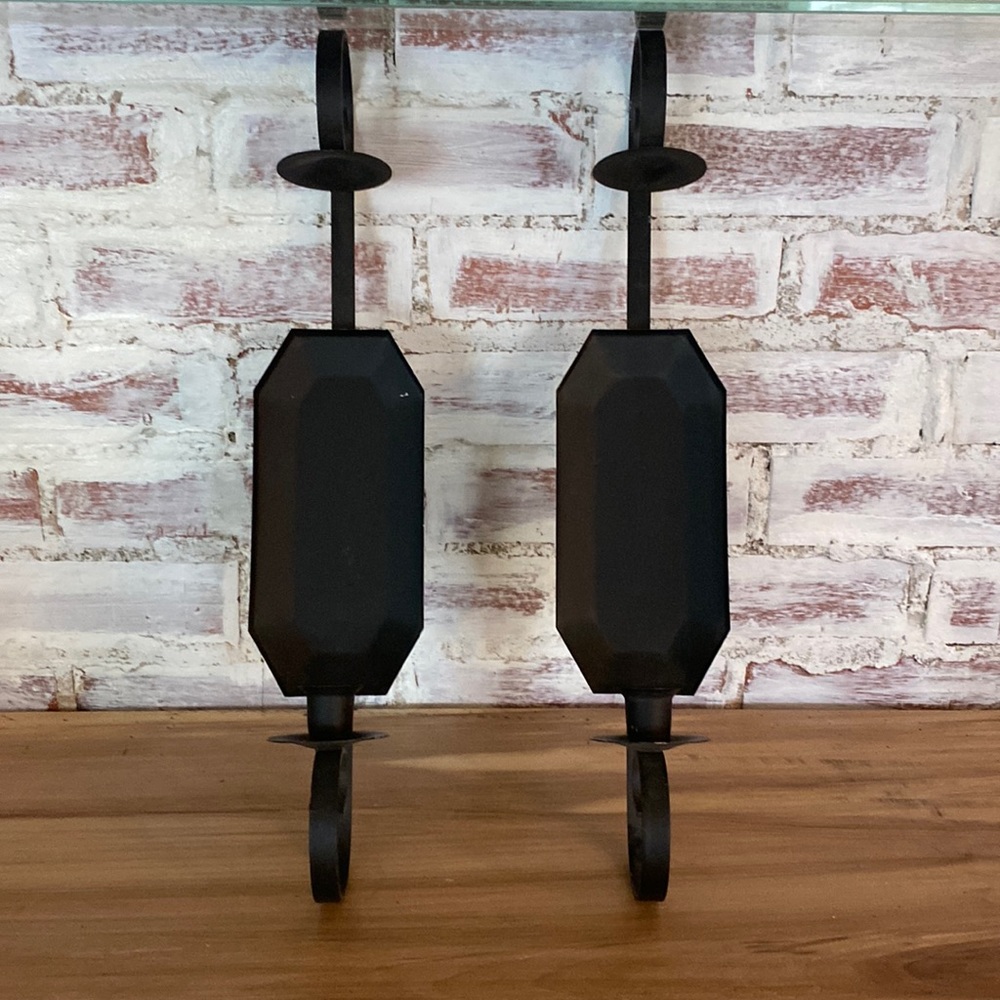 Pair of iron candle stick holders